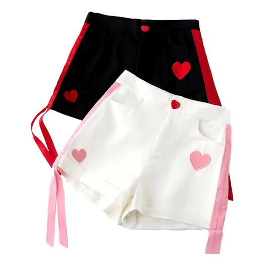 Heart Ribbon Print Shorts