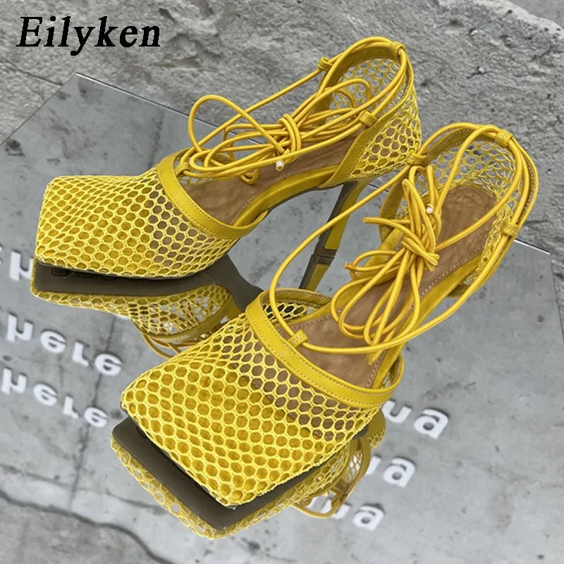 High Heel Lace Up Sandals