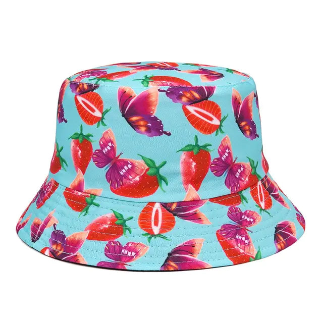 Panama Bucket Hats Animal Letter Print Fisherman Hat