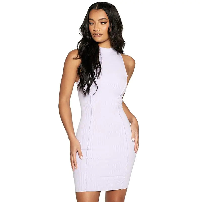 Ribbed Sleeveless Bodycon Summer Dresses For Women