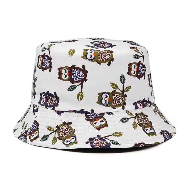 Panama Bucket Hats Animal Letter Print Fisherman Hat