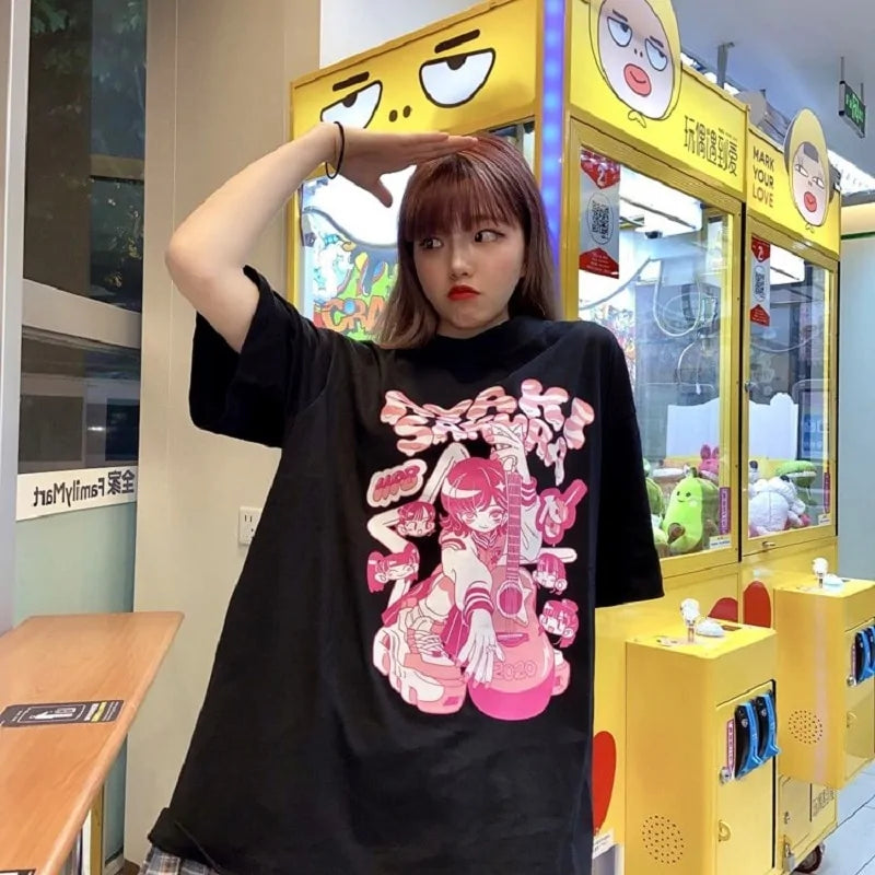 Short Sleeve Oversized Anime T-shirts