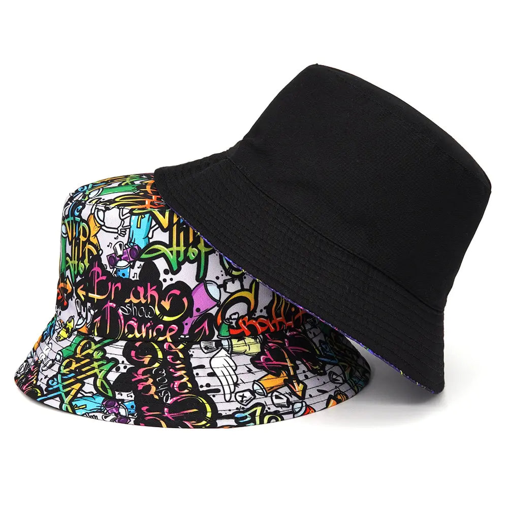 Panama Bucket Hats Animal Letter Print Fisherman Hat